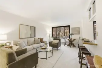 Living room with breakfast bar