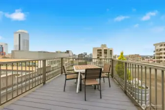 Rooftop deck w/ propane grill. Great space to host NYE or 4th of July parties!