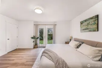 French doors lead to back patio/hot tub