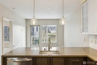 View from kitchen to living room