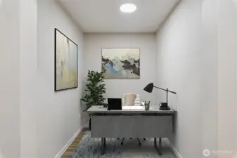 "Den" virtually staged as an office