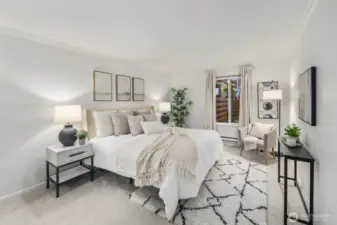 Primary bedroom - this is a king bed and you still have plenty of space!