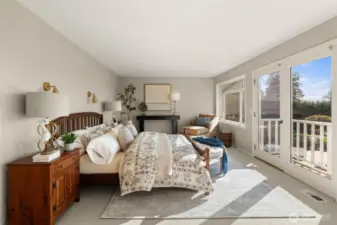 Primary bedroom is spacious and private.