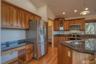Kitchen view with pantry door open