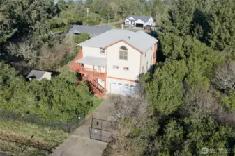 aerial view of home from