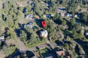 Aerial photography features a greenbelt