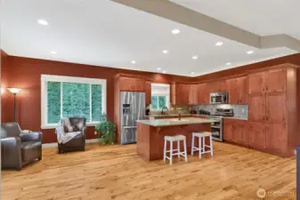 Open layout creates an ideal flow between dining and kitchen areas.