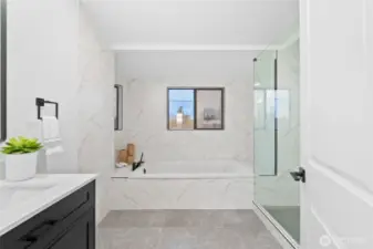 Full bathroom in the primary bedroom