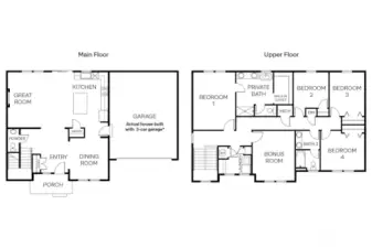Hawthorne Floor plan.  Home will include a spacious 3 car garage.