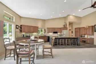 Breakfast table with views that overlook the pond.