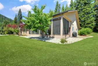 The back yard is plumbed and wired for a water feature should you want to add yet another focal point to this stunning setting.