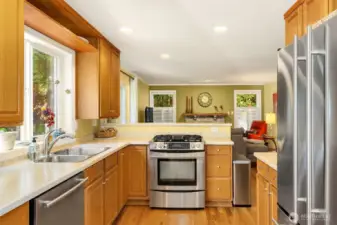 Dining room flows to kitchen area