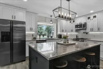 Newly Updated Kitchen with SS Appliances, Quartz Countertops, Gas stove with Pot Filler, Soft Close Cabinets and drawers