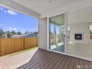 Covered deck with glass sliding door