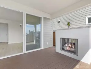 Covered deck with glass sliding door