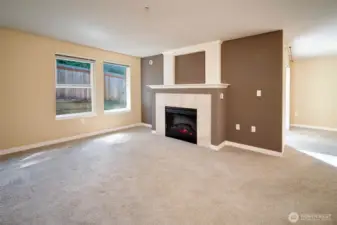 Large living room with great natural lighting.