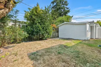 Fenced back yard and detached garage