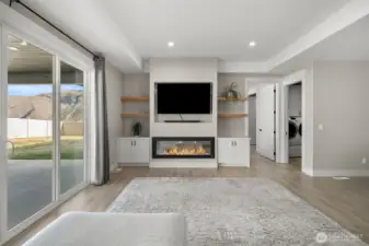 Living room enchanced gas fire place.