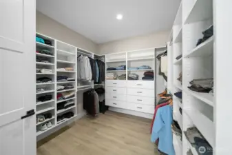Custom designed walk-in closet.