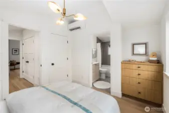 Guest room includes built in dresser drawers in-suite bath