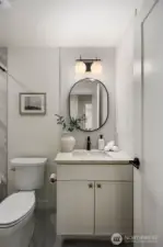 Full upstairs bathroom with custom tile work