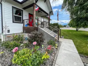 Beautiful rose bushes welcome you