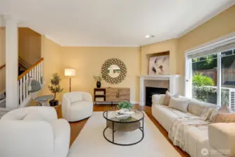 Living and dining combo area showcasing the airy flow of this updated unit in Kent.