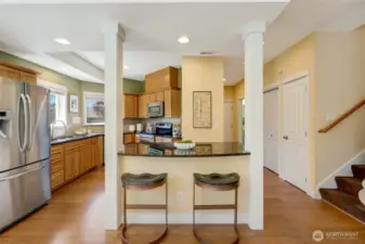 Kitchen breakfast bar and dining combo—perfect for morning coffee or entertaining guests in Kent WA real estate.