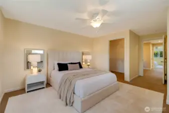 Alternate view of the upstairs 3rd bedroom showing flexible layout and private access to its walk-in closet.