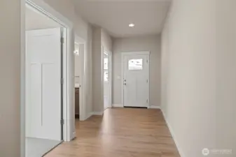 Wide hallway. All doorways are 36" wide for easy access.