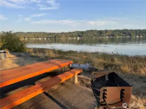 Community waterfront picnic and BBQ area