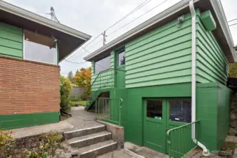 Garage workshop and old growth wood plank siding