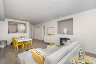 Living and dining area seamless flow together.