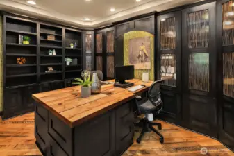 Built in desk with dual work station capability for your and your assistant.