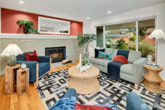 Natural light from large east facing windows.