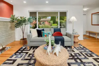 Front window overlooking maturing landscape.