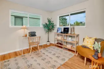 Third bedroom staged as office.