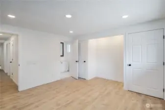 Primary bedroom with new vinyl plank flooring