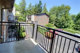 Deck overlooking the back of the complex.