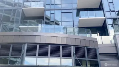 The unit balcony from the plaza