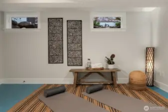 Marmoleum MCT flooring in bonus room/gym