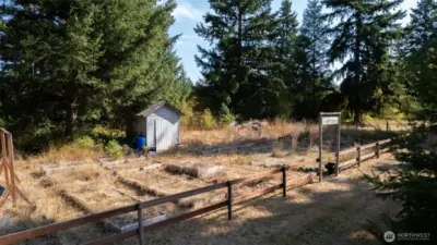 Garden with raised beds.  Bring your love of gardening and make it flourish