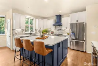 Lots of room at this large  island in the kitchen