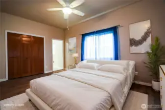 Primary bedroom staged