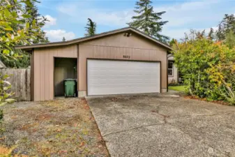 2 car attached garage with strorage space. inside garage.