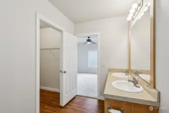 Primary bathroom with walk-in closet