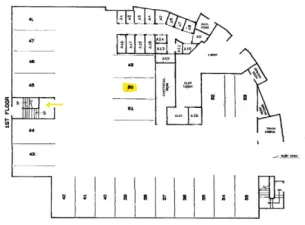 Dedicated #50 Parking Space - Floor Plan of Parking Garage - Locked Stairway offers convenient access to #407