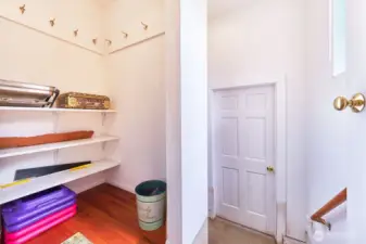 The "Western Passage" leads to the garage and is a great place to shuck wet boots and coats before entering the house.