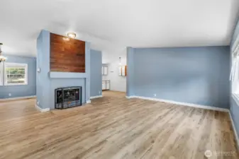 The beautiful fireplace provides ambience and warmth on colder days.
