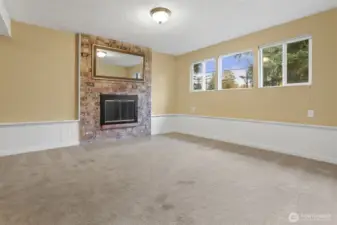 Spacious lower level rec room